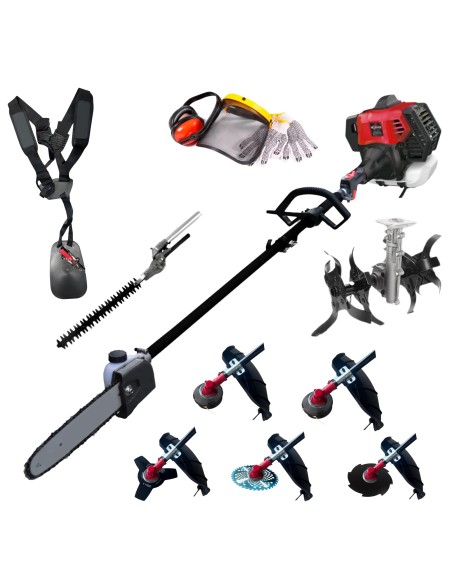 Synergy Multifunción Desbrozadora 8 en 1 con Accesorio (multifuncion 8 en 1, Motoazada, Motor 65cc)
