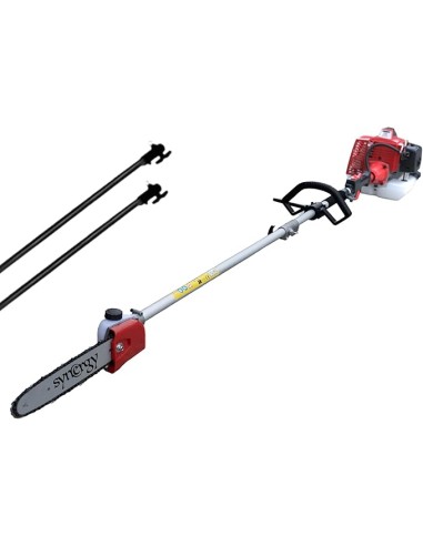 Synergy Podadora de Altura a Gasolina BLADEMASTER 52cc 2CV – Espada 25cm (10") + 2 Alargos – Motosierra Telescópica de Pértiga