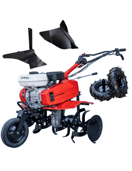 Motoazada de Gasolina Synergy 700 208cc 7,5cv Ancho 90cm con Kit Agrícola Completo y Arado Lateral para Cultivo