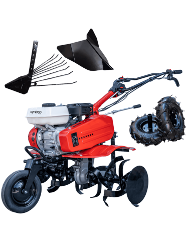 Motoazada de Gasolina Synergy 700 208cc 7,5cv Ancho 90cm con Kit Agrícola Completo y Accesorio Sacapatatas