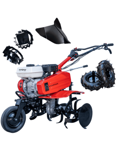Motoazada de Gasolina Synergy 700 208cc 7,5cv Ancho 90cm con Kit Agrícola y Ruedas Metálicas de Tracción para Terrenos Duros