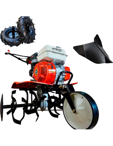 Synergy Motoazada Gasolina Arranque Eléctrico 208cc 7,5CV 4T OHV – 90cm Regulable, 3 Marchas, Ruedas 400x8 y Kit Agrícola