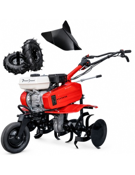 Synergy Motoazada Gasolina Arranque Eléctrico 208cc 7,5CV 4T OHV – 90cm Regulable, 3 Marchas, Ruedas 400x8 y Kit Agrícola