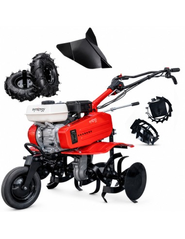 Motoazada de Gasolina Synergy 700 208cc 7,5cv Ancho 90cm con Kit Agrícola y Ruedas Metálicas de Tracción para Terrenos Duros